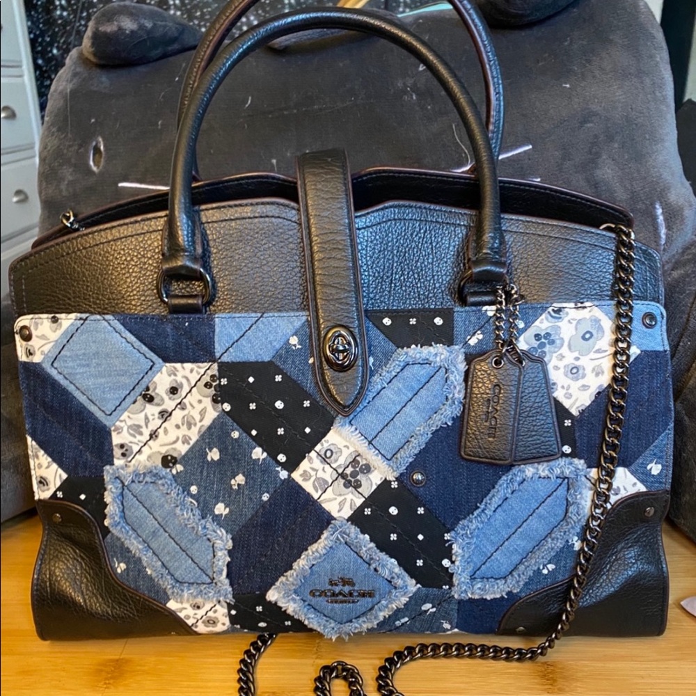 Coach Mercer 30  satchel, skulls & denim